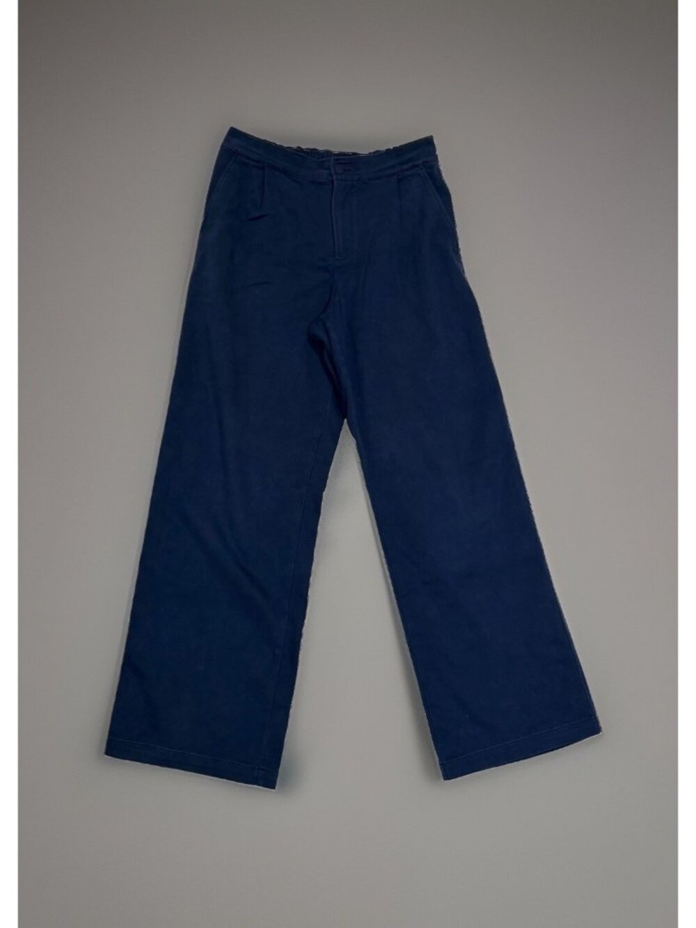 Alo Yoga Pursuit Trouser Blue Wide Leg Pleated High Waisted Pant Womens Size M